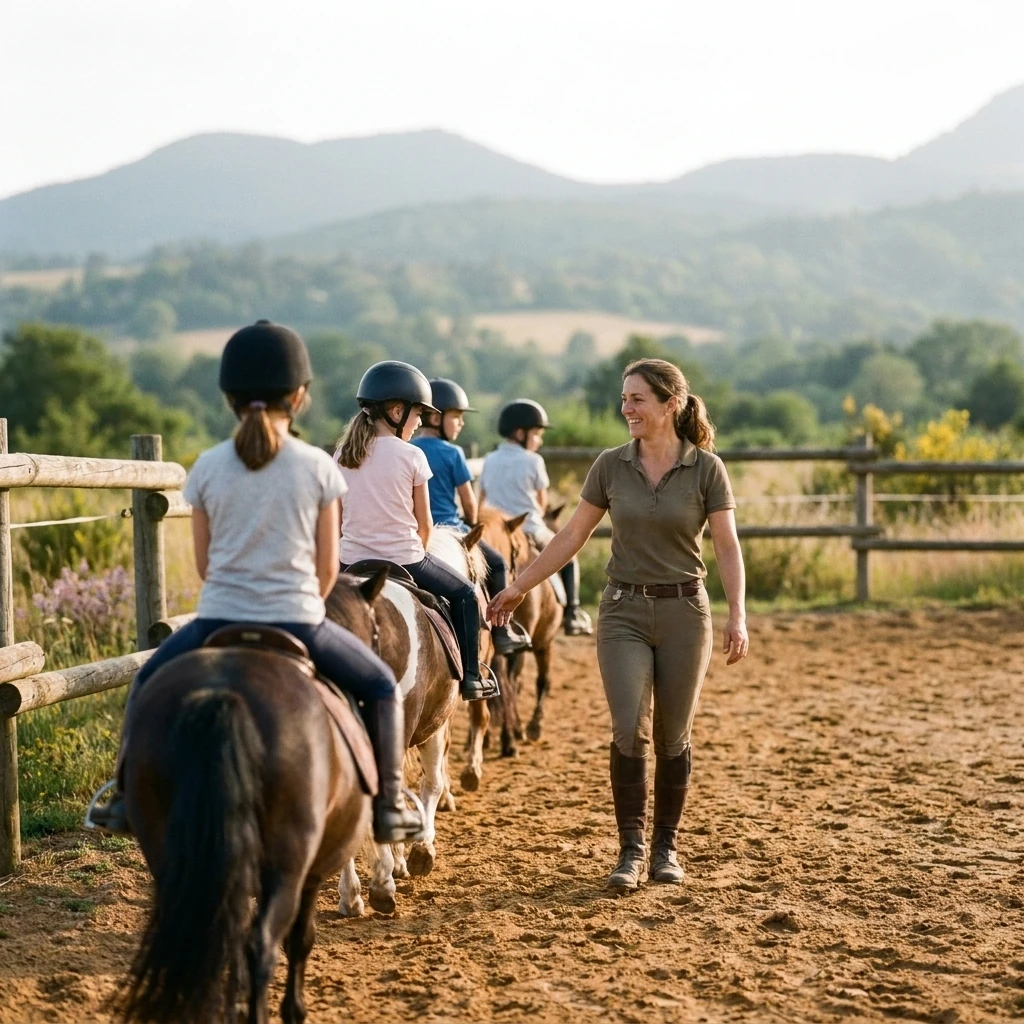 Cours de poney à Chazemais, Allier