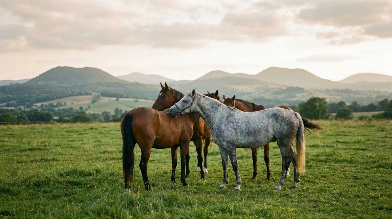Les chevaux du Centre Equestre ECYLA en liberté, Allier